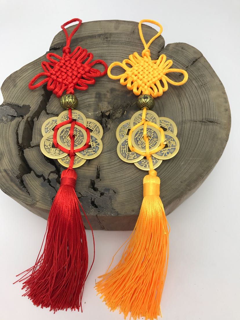 铜钱工艺品挂件8盘结2.5铜钱8帝梅花钱汽车挂件