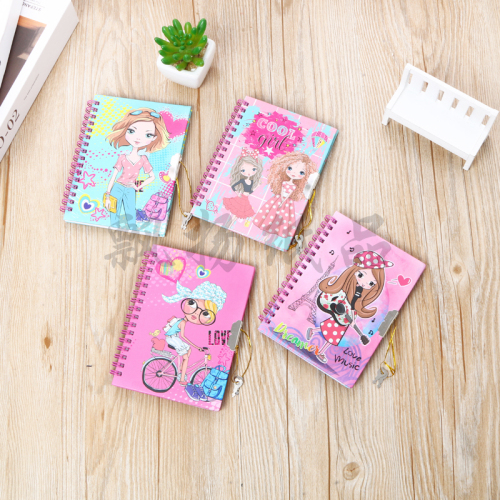 Diary Book Korean Creative Fresh Cute Primary School Children Memo Notebook Simple Cartoon with Lock