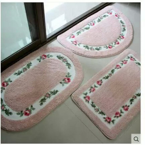 Fine Fiber Pastoral Rose Carpet Semicircle Door Mat Oval Door Mat Bathroom Non-Slip Mat