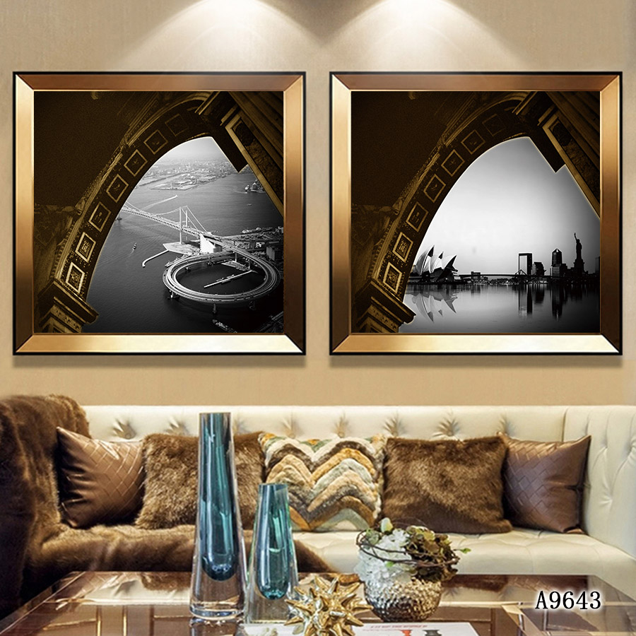 定制北欧装饰画客厅餐厅背景画简约抽象平面挂画汽车建筑油画树叶