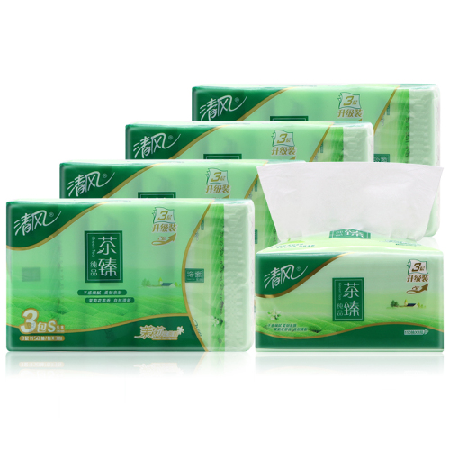 qingfeng tea zhen pure product paper extraction 3 layers 150 sheets * 3 packs of toilet paper jasmine tea fragrance facial tissue