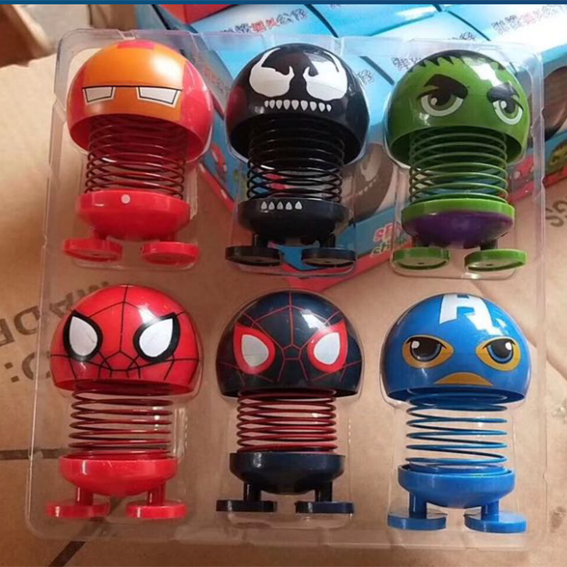 漫威系列迷你车载弹簧摇头公仔复仇者英雄联盟摆件搞笑创意小玩具