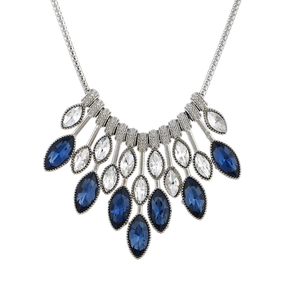 跨境专供 新款满钻枫叶镶钻夸张项链女士项链饰品批发.