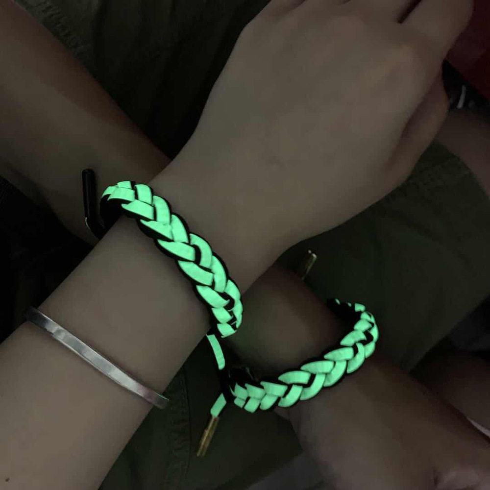 夜光炫彩手链 满天星鞋带手链 非小狮子荧光手链反光编织运动手环