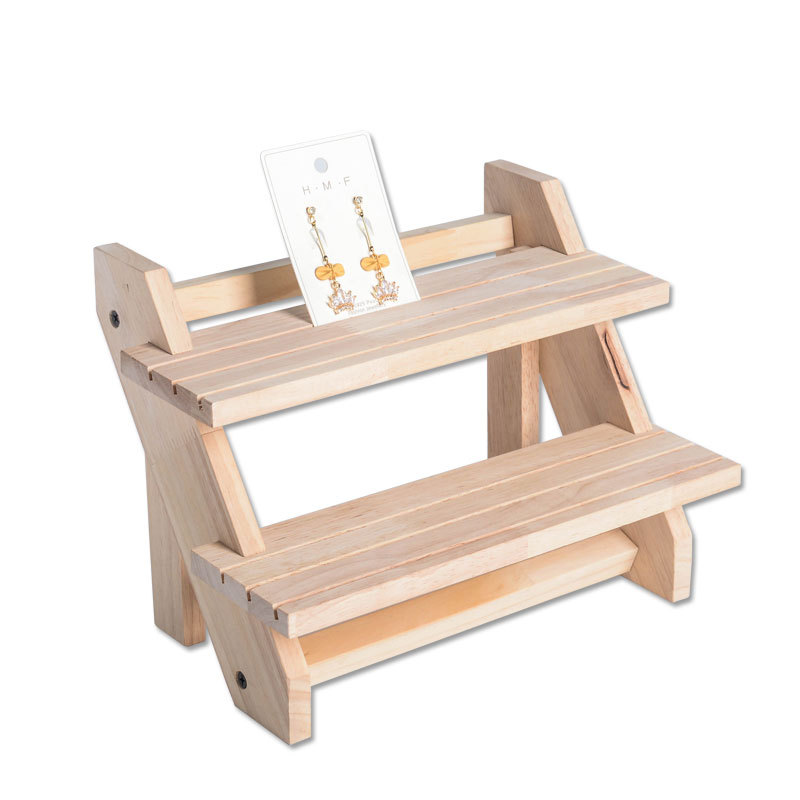 实木阶梯耳饰架耳环展示架耳钉陈列架卡槽戒指展示架收纳架首饰架