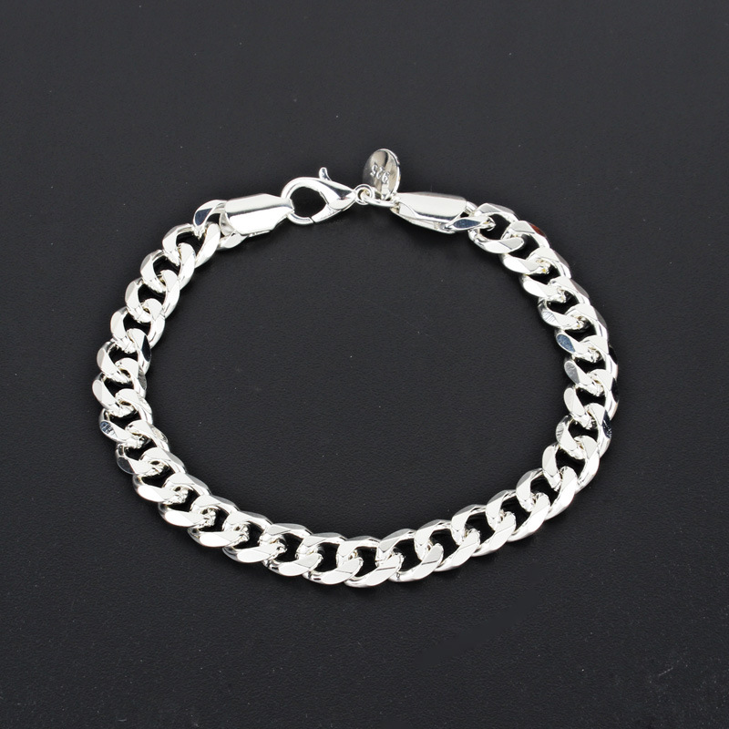 亚马逊速卖通热卖欧美饰品 个性夸张银色粗链条男女款手链.