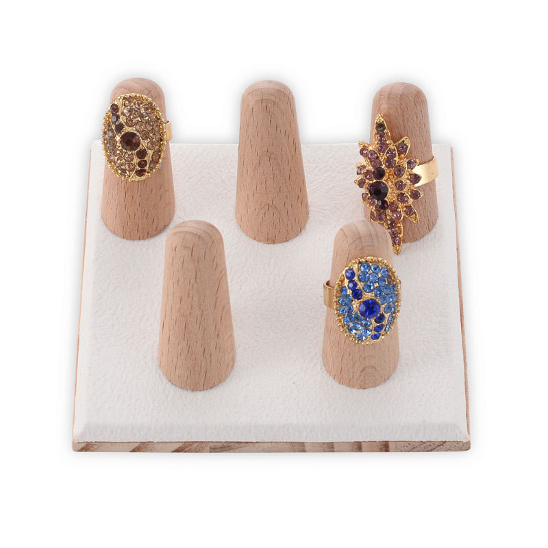 创意新品木制指头戒指展示架 实木首饰展示托盘 珠宝店戒指收纳架