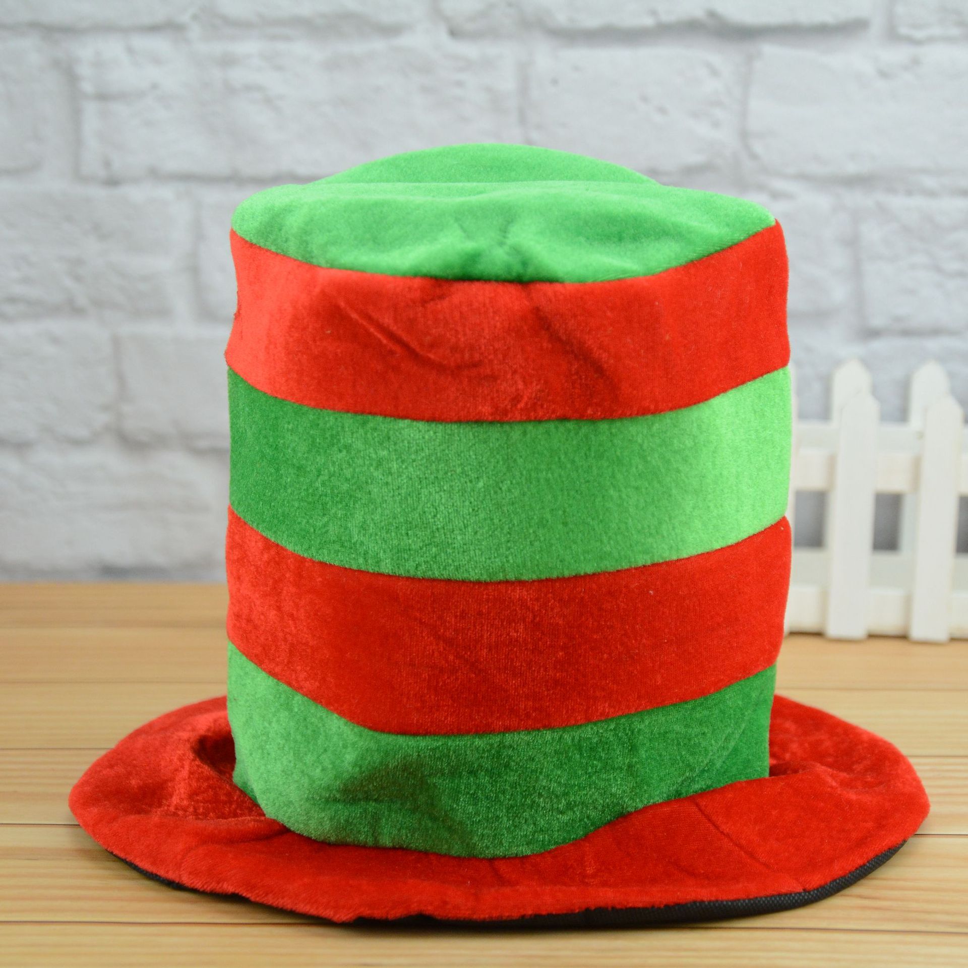 圣诞精灵帽 绒布条纹精灵小丑帽 圣诞帽 万圣节小丑帽派对用品