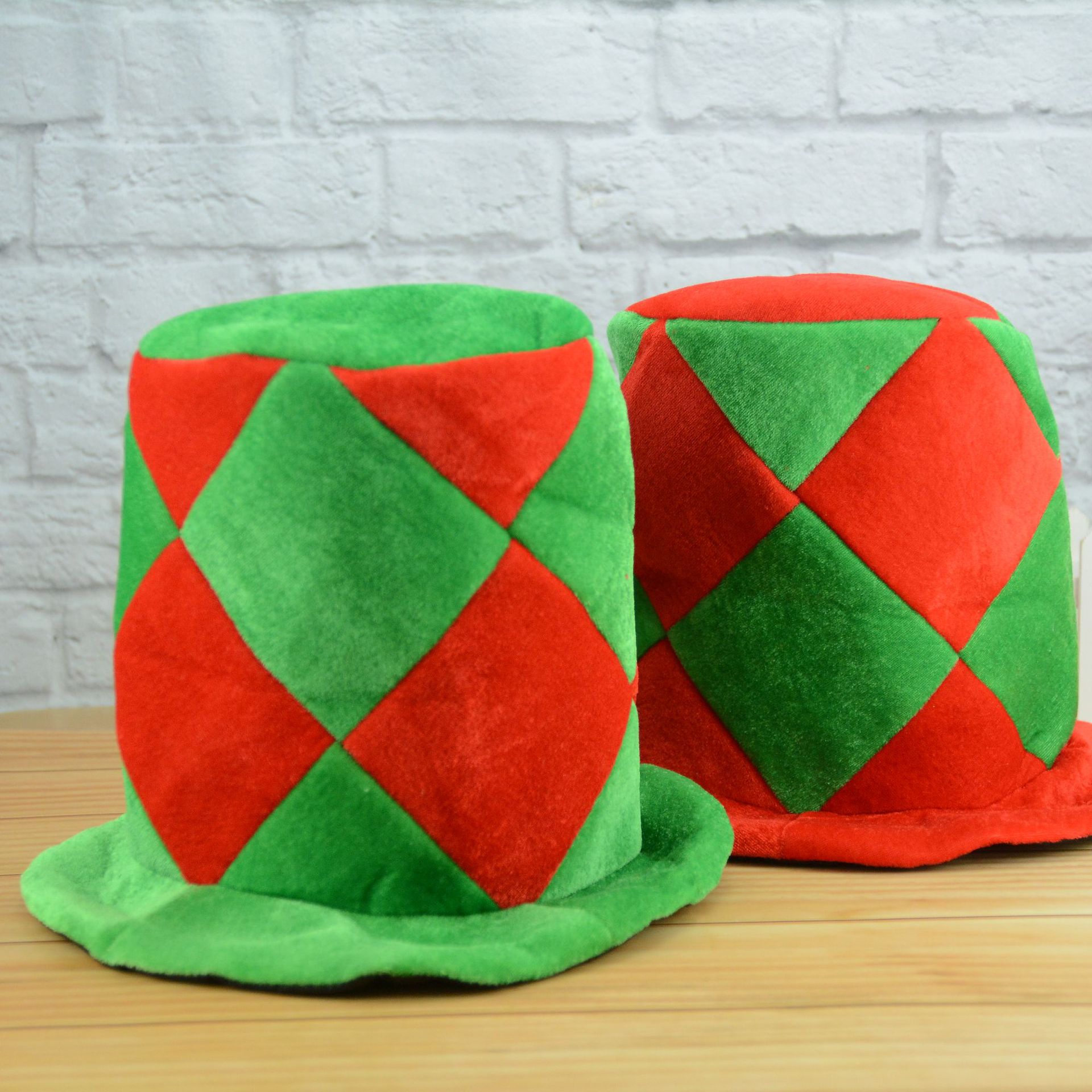 圣诞精灵帽 绒布条纹精灵小丑帽 圣诞帽 万圣节小丑帽派对用品