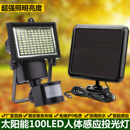 cross-border exclusive for 100led human body sensor lamp solar lamp villa courtyard garage road flood light spotlight hui