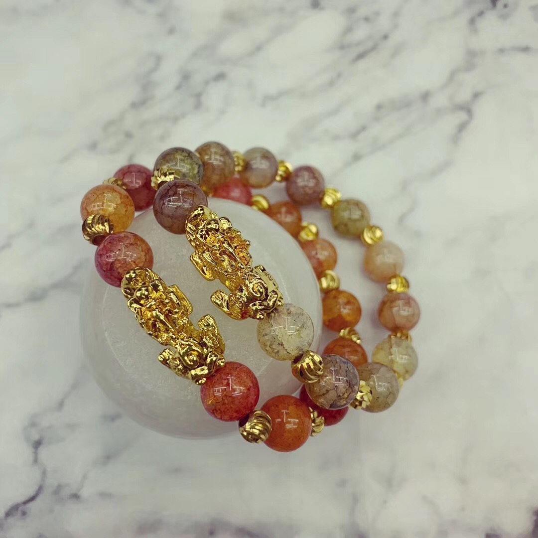 3D镀硬金貔貅新款手链女士款招财旺夫裂纹金珠