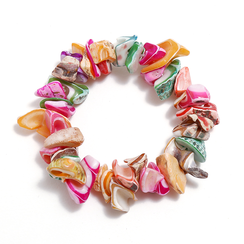 跨境新品专供 亚马逊热卖夏威夷海滩风七彩天然海贝壳手链批发.