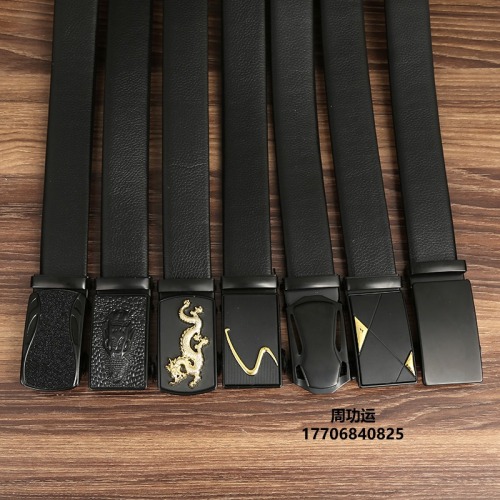 Men‘s Fashion Casual Pants Belt Wholesale Scratch-Resistant Wear-Resistant Edge-Covered Automatic Belt Exquisite Simple Electrofusion Paint Iron Buckle