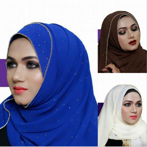 Hot Sale Pearls 70*180cm 19 Color Stock Muslim Women Chiffon