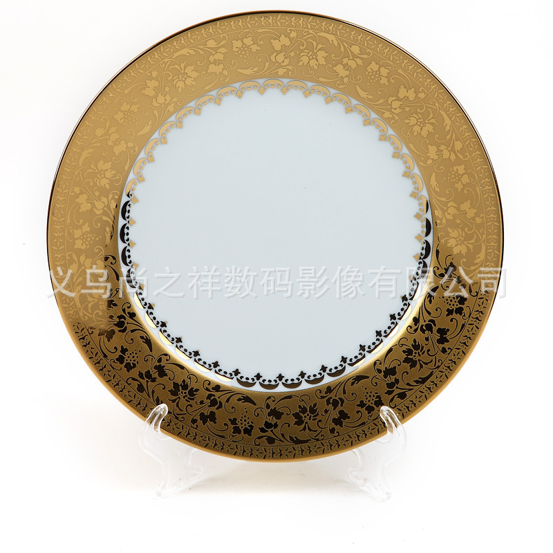 厂家直销 热转印10.5寸金边个性涂层盘 可印图热转印盘子广告盘