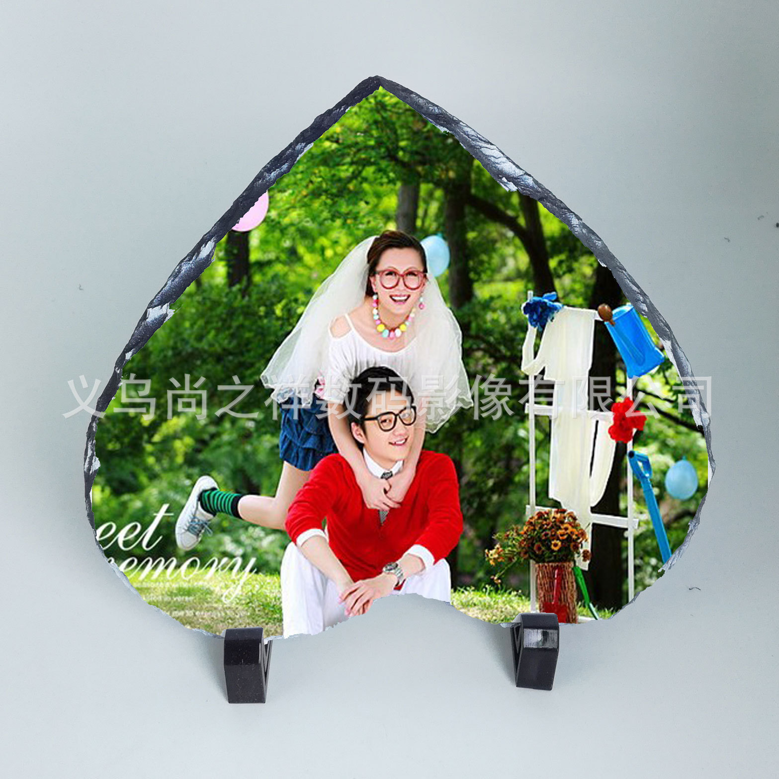 热转印心形天然石版画 15*15空白DIY印图摆件石头画热转印耗材