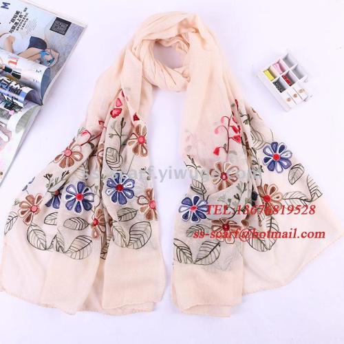 Cotton and Linen Scarf All-Match Scarf Embroidered Shawl Air-Conditioned Room Seaside Imitation Drying Beach Towel European and American Japanese and Korean Style