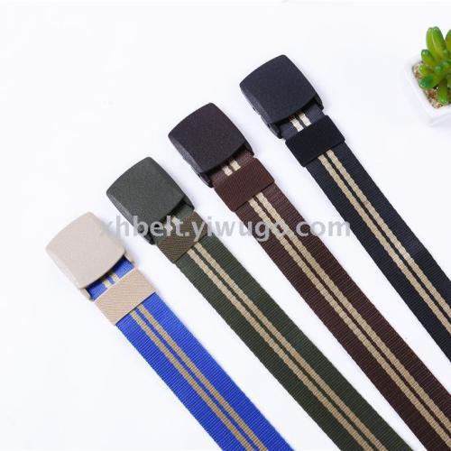 new striped multicolor canvas belt imitation nylon belt factory direct sales