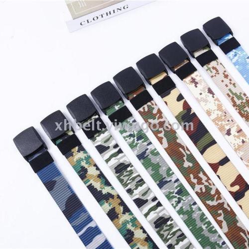 Fashion Multi-Color Camouflage Ribbon Plastic Buckle Hypoallergenic belt Factory Direct