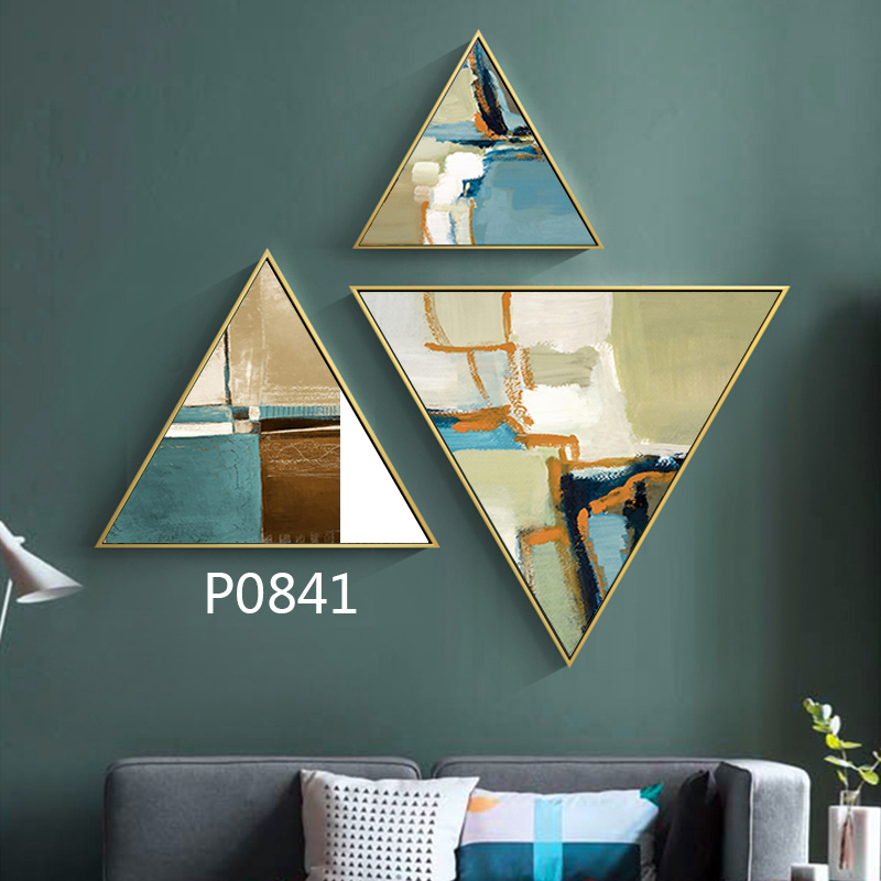 三角形装饰画异形挂画家庭流行水晶画客厅餐厅无框画抽象风格