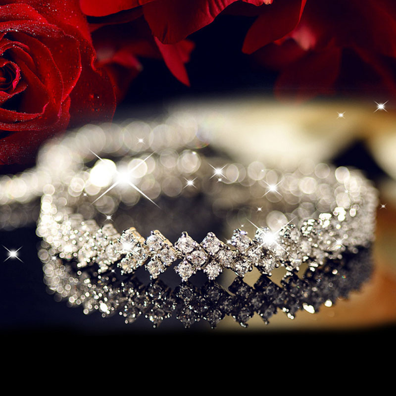 韩版欧美款配饰代发 罗马手链手镯批发锆石水晶首饰饰品