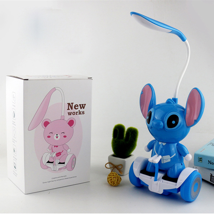 卡通平衡车LED台灯按钮小夜灯史蒂奇stitch无频闪护眼省电USB接口