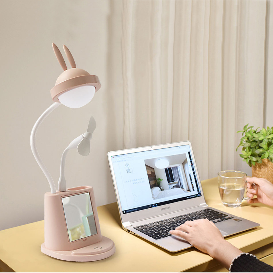 USB口充电LED灯带风扇手机支架笔筒阅读台灯多功能台灯