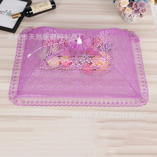 Natural Home New Rectangular Folding Mesh Vegetable Cover Lace Food Cover Anti-Mosquito Fly Vegetable Cover Wholesale