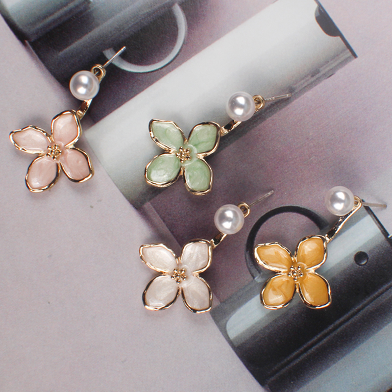 曼休妮s925银针不易过敏花朵耳坠潮流耳饰个性百搭少女耳环批发