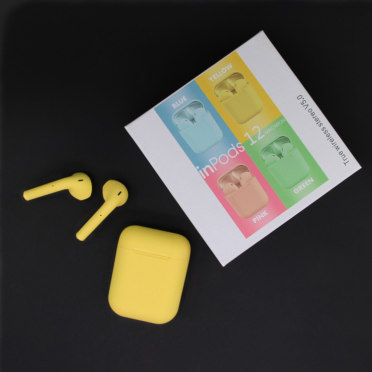 新款马卡龙多彩INPODS12细腻磨砂HIFI真立体弹窗运动无线蓝牙耳机