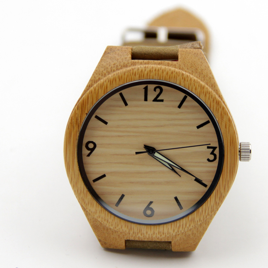 Meimei leather watchband bamboo watch wholesale large dial fashion bamboo watch wood bamboo watch imitation wood