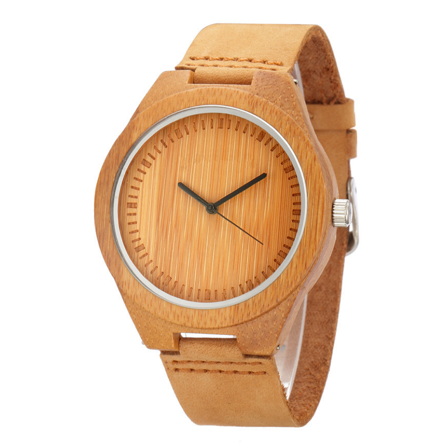 Meimei leather watchband bamboo watch wholesale large dial fashion bamboo watch wood bamboo watch imitation wood