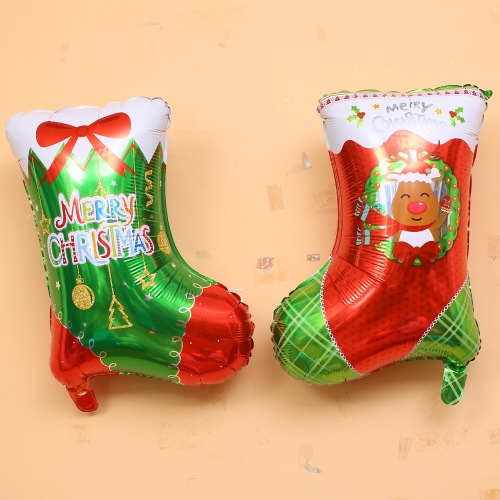 new cartoon shape christmas socks balloon santa claus elk holiday party decoration aluminum film balloon