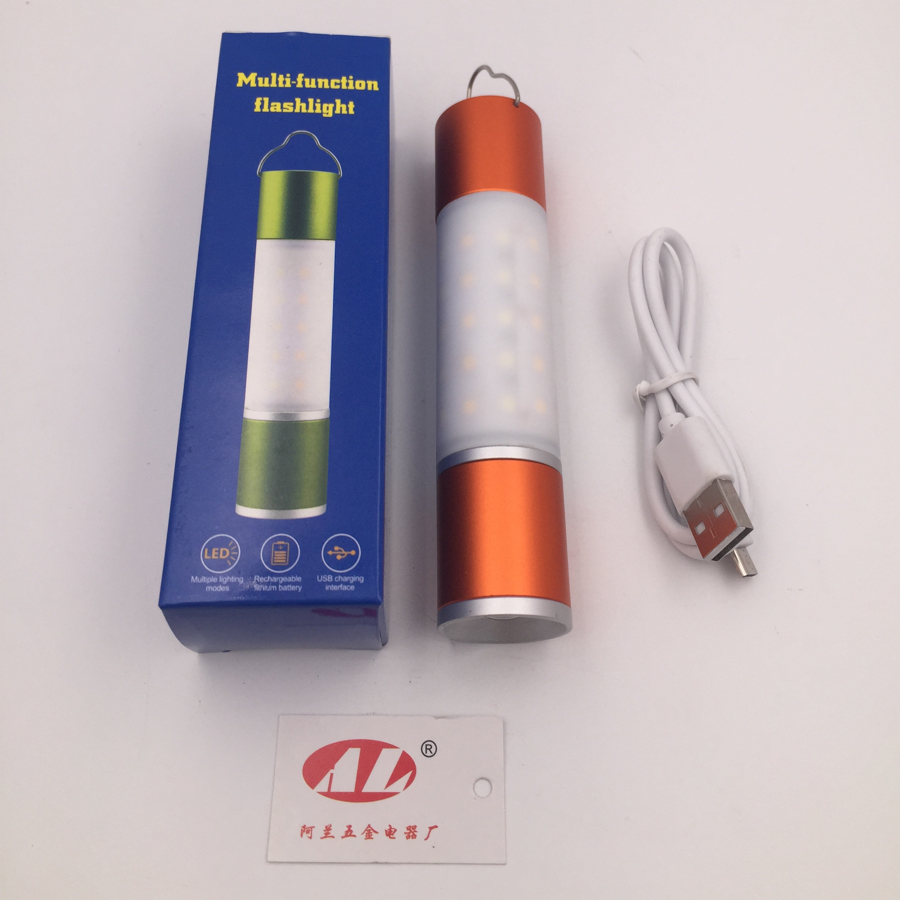 The Green orange flashlight USB charging build-in 18650 battery 1500 mah retractable focusing flashlight