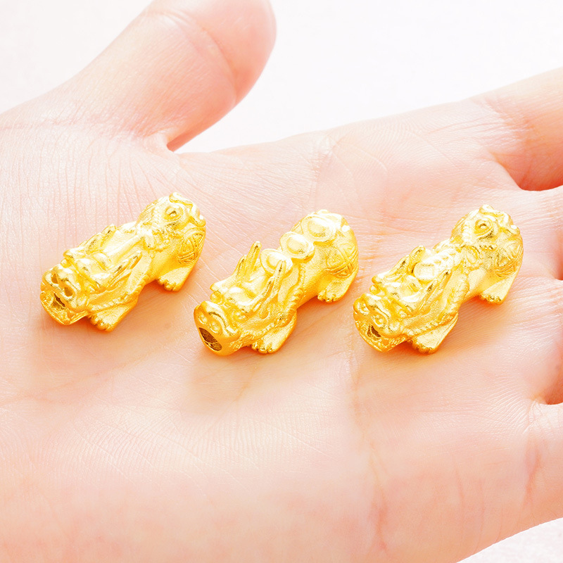越南沙金黄铜镀24k金小号貔貅 DIY饰品配件 手工挂件手串配饰批发