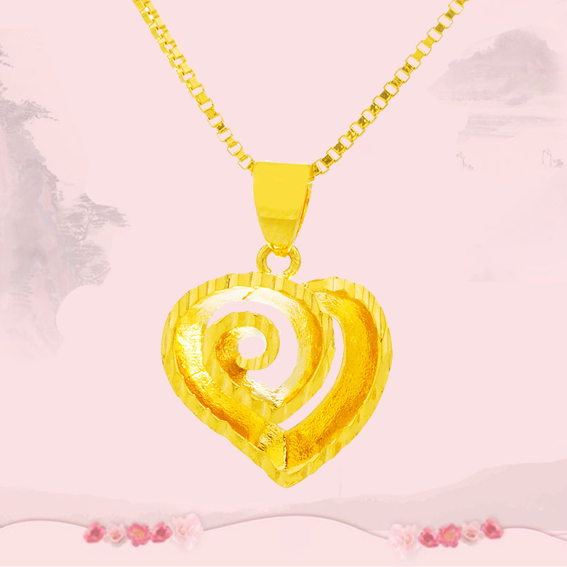 黄铜镀24k真金爱心吊坠女 批发越南沙金女款日韩时尚女士桃心挂件