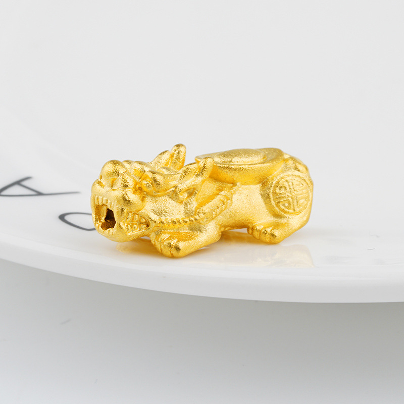 越南沙金3D硬金工艺实心小单元宝貔貅配件 招财进宝DIY手串配饰