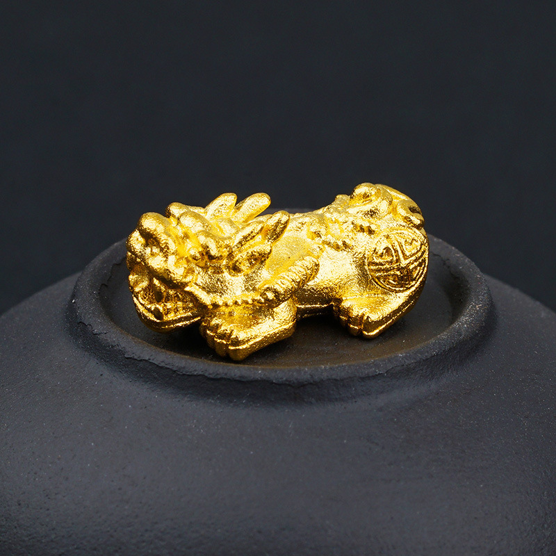 实心迷你招财沙金貔貅编织红绳手链配件 本命年镀黄金DIY手串配饰