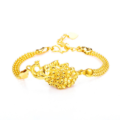 Vietnam Gold Peacock Bracelet Women‘s Copper Plated Thick Gold Bracelet Bracelet Simulation European Gold Jewelry Does Not Fade for a Long Time
