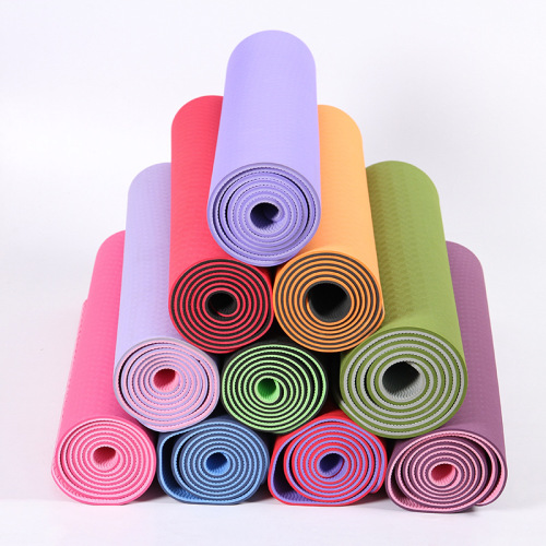 langchen tpe two-color environmentally friendly odorless non-slip mat double-layer thickened 6mm fitness exercise yoga mat