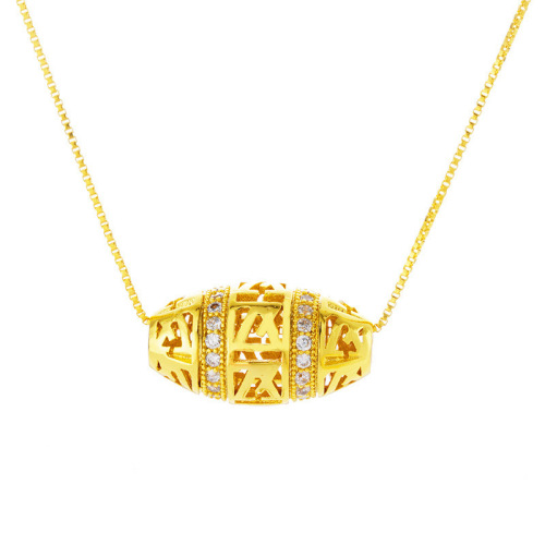 Wholesale Imitation Gold Hollow Cross-Cut as Right as Rain Necklace Women‘s Vietnam Placer Gold Diamond-Embedded Gold-Plated Pendant Necklace