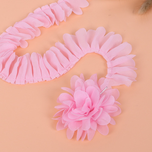 Chiffon Accessories Laser Embossed Three-Dimensional Chiffon Cloth Corsage Headdress Flower Foreign Trade Export Decorative Accessories