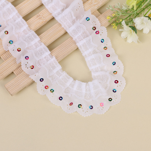 children‘s clothing collar decorative lace accessories colorful sequins flat step hollow chiffon lace