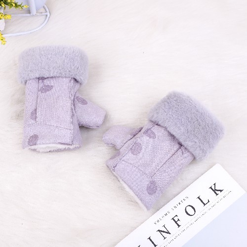 Small Cherry Fashion New Half Finger Gloves Warm and Cute Winter Gloves