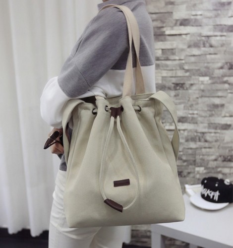 Tote Bag Canvas Bag Simple Shoulder Bag Bucket Bag Literary Handbag Portable Women‘s Bag