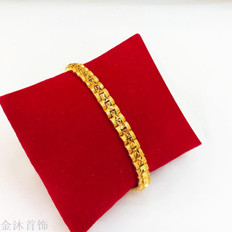 金沐首饰仿黄金手链女批发沙金999镀金真假24K情侣婚庆送礼品手串