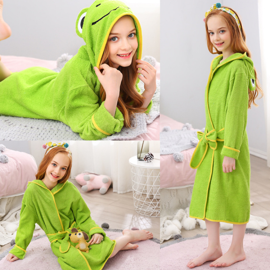 Cotton cartoon animal bathrobe for children, water bath, swimming pool windproof bathrobe towel material