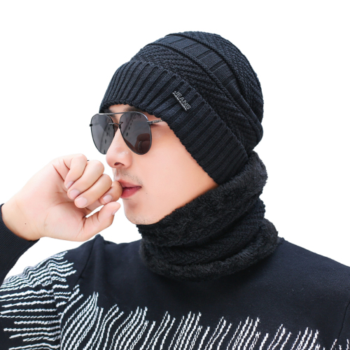 Men‘s Hat Korean New Warm Casual Pure Black Knitted Hat