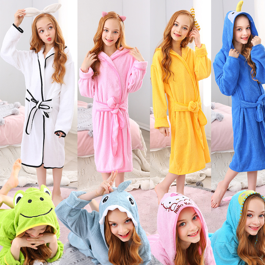 Cotton cartoon animal bathrobe for children, water bath, swimming pool windproof bathrobe towel material