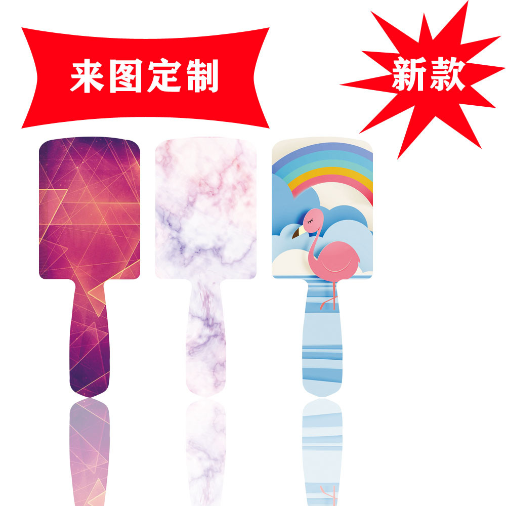 厂家定制小椭圆气囊梳波浪柄环保材质可定制 高档梳镜套装